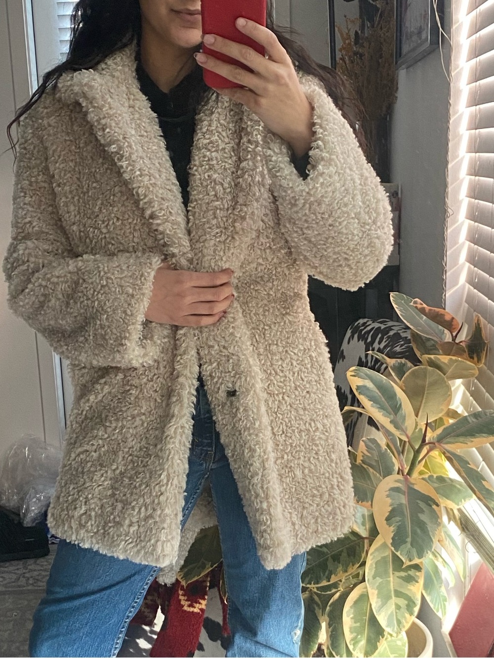 Cream Faux Fur Women's Wrap Coat